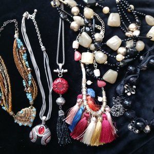 Chico's Bundle Lot of 6 Boho Bead Tassel Necklaces